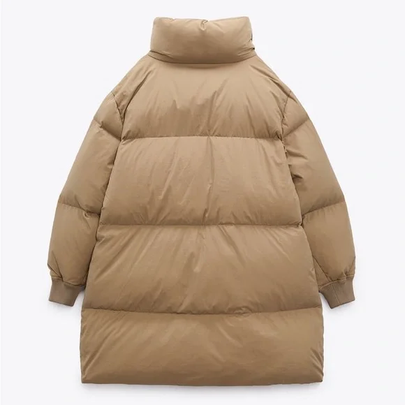 Zara Taupe Brown Down Coat Thermal Edition - Picture 7 of 11